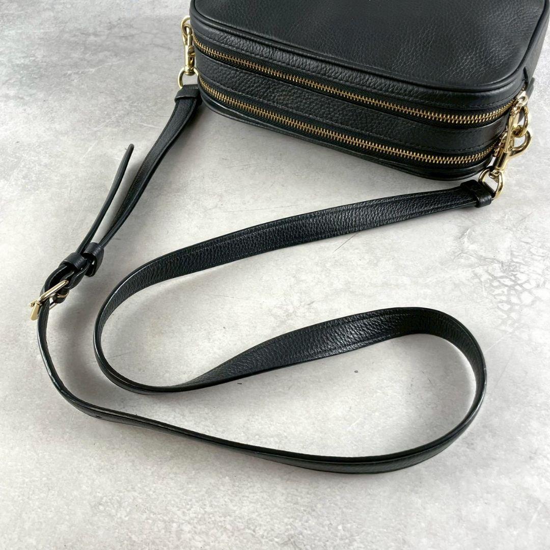 極美品 コーチ ジェス 2way カメラバッグ ダブルジップ シボ革 ブラック