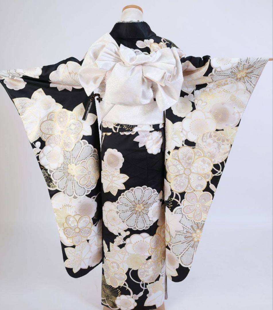 振袖 セット 黒白 ファーつき