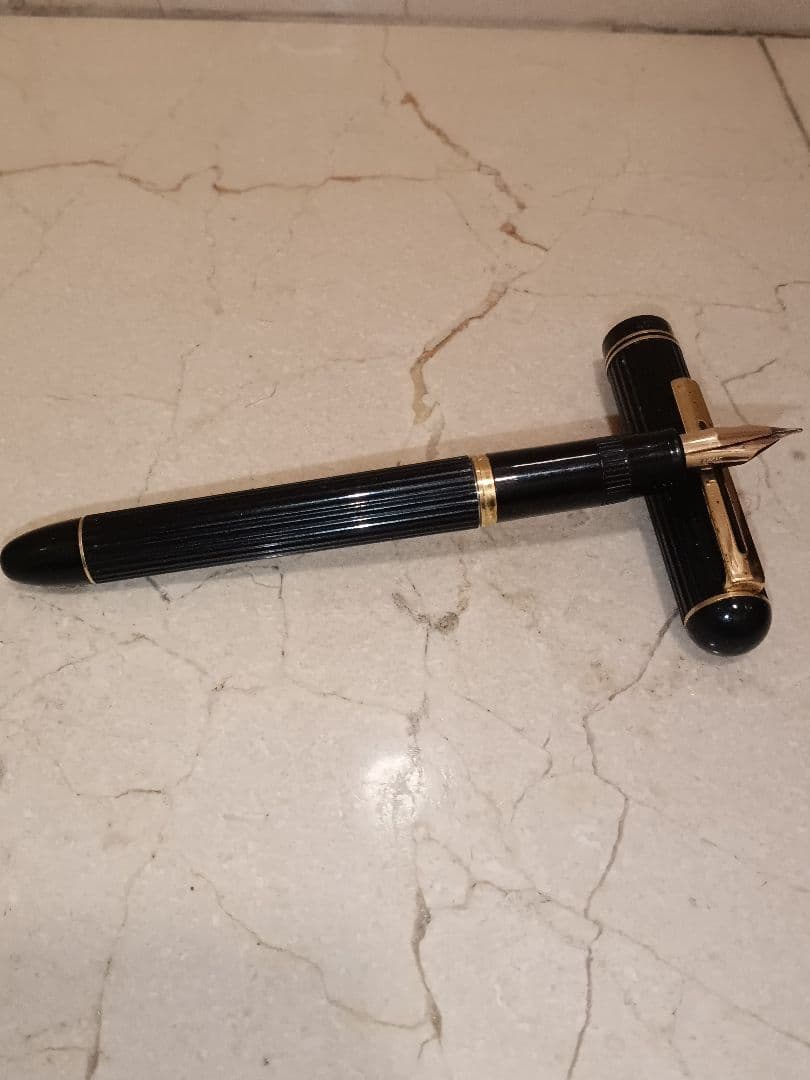 万年筆 黒と金のアクセント、パイロットペン先14K.585