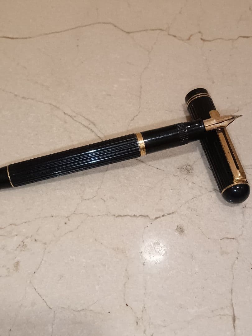 万年筆 黒と金のアクセント、パイロットペン先14K.585