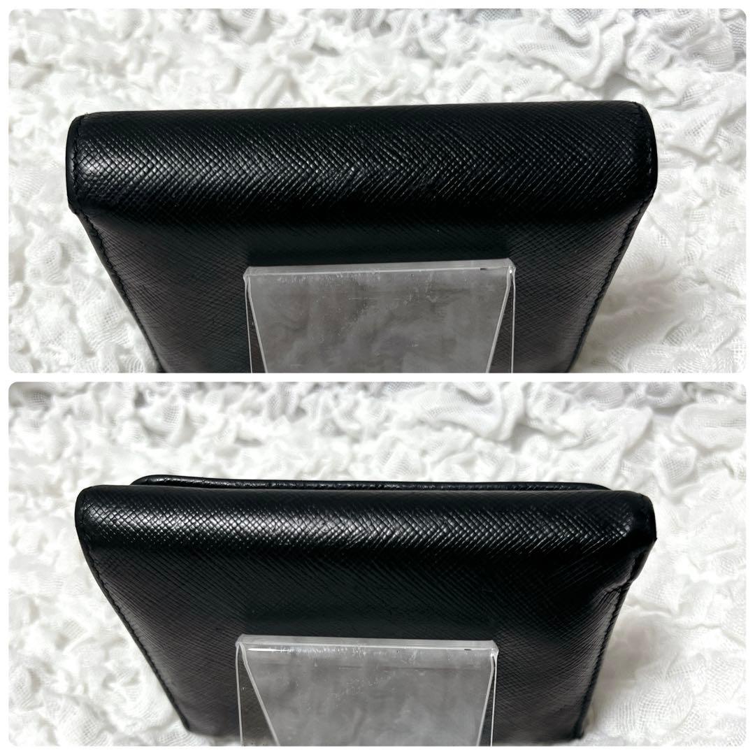良品✨PRADA サフィアーノ　三つ折り財布　コンパクトウォレット　レザー　黒
