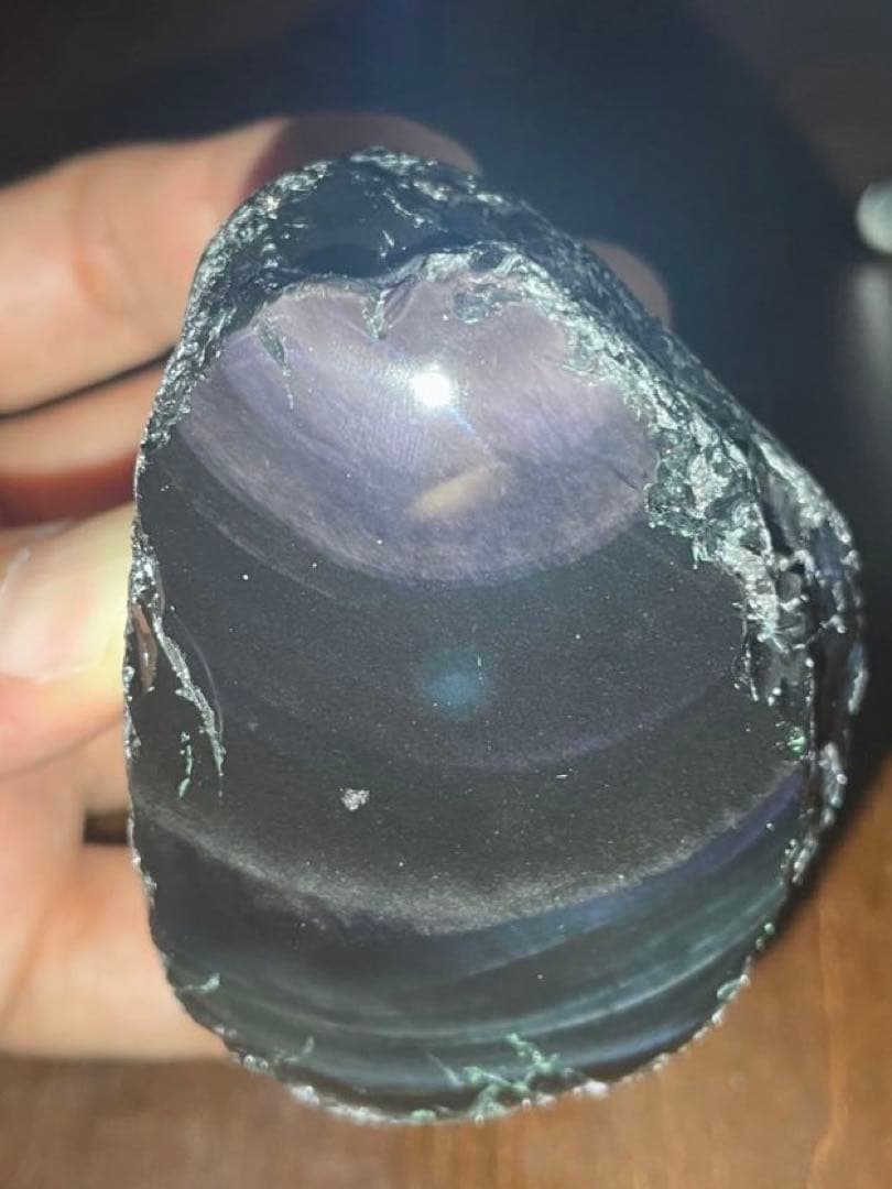 研磨品　十勝石玲瓏　ピンクシラーレインボーオブシディアン　サイズ大きめ　石質最高