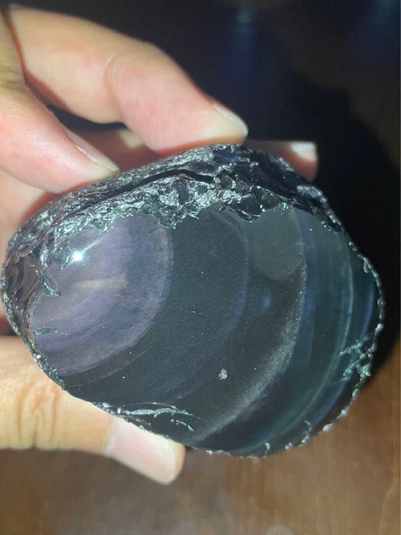 研磨品　十勝石玲瓏　ピンクシラーレインボーオブシディアン　サイズ大きめ　石質最高