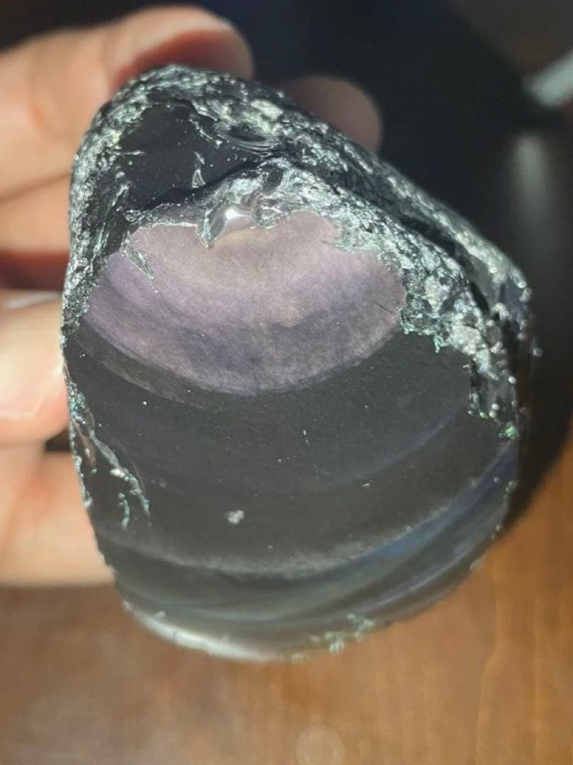 研磨品　十勝石玲瓏　ピンクシラーレインボーオブシディアン　サイズ大きめ　石質最高