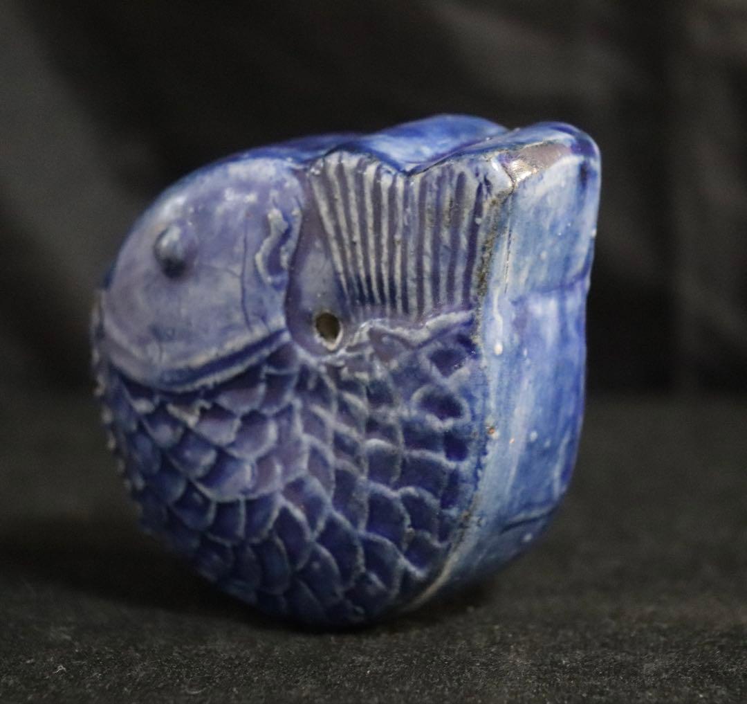 李朝　瑠璃釉鯉型水滴　分院期　アンティーク　朝鮮古美術　送料込み251004