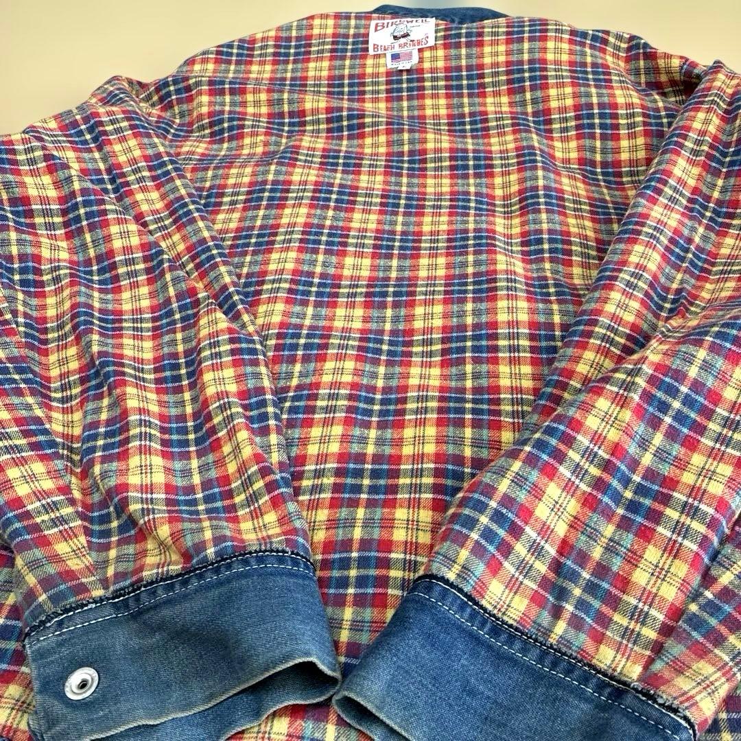 BIRDWELL デニムジャケット チェック柄L. MADE IN U.S.A.
