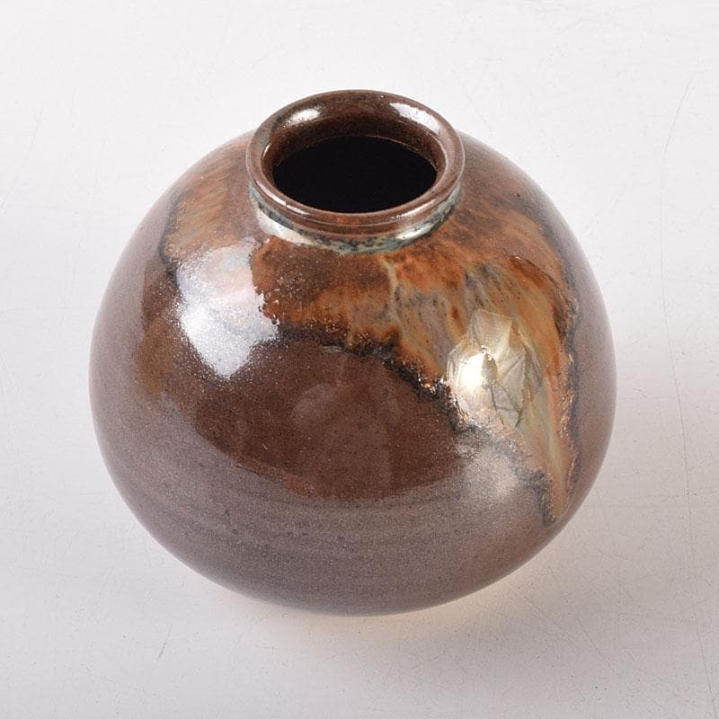 茶道具　京焼　平安　万代喜山造　茄子茶入　仕覆付　共箱　V　6945