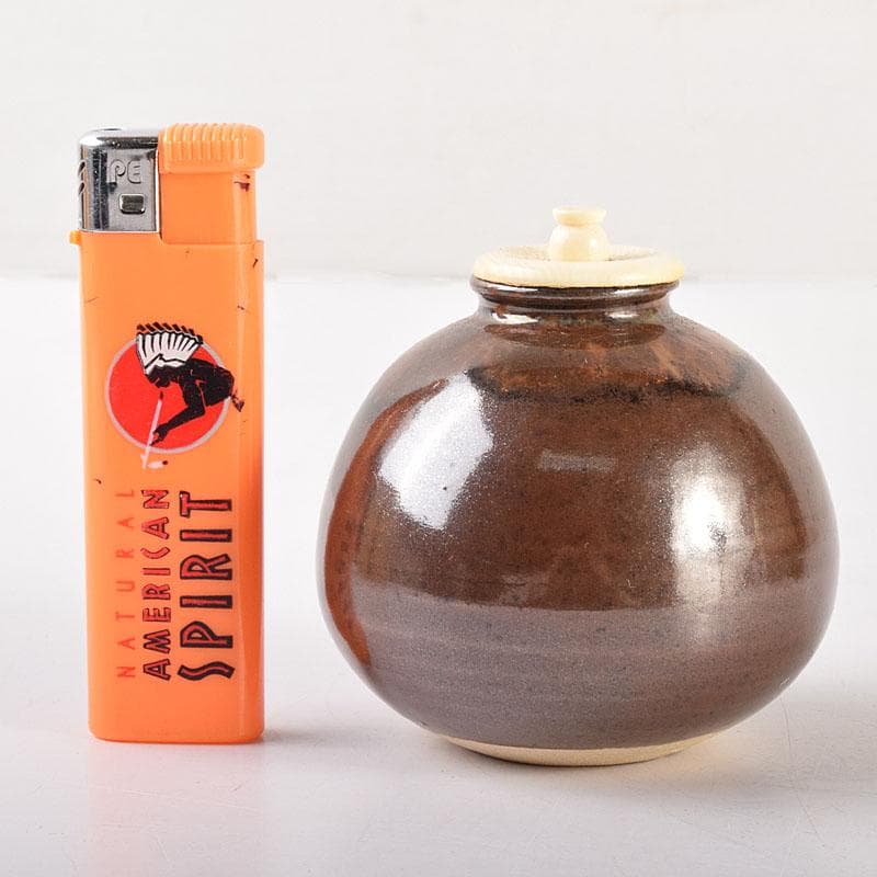 茶道具　京焼　平安　万代喜山造　茄子茶入　仕覆付　共箱　V　6945