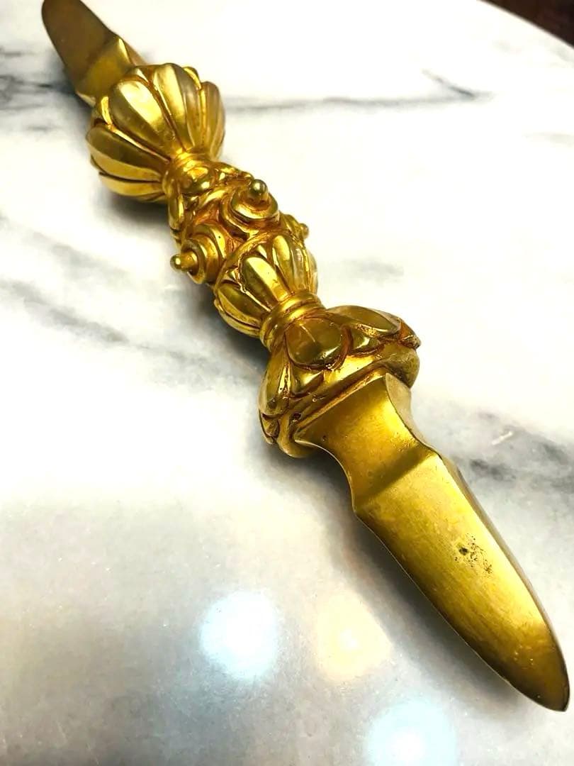 新品 24金張り 独鈷杵 プルパ 金剛杵 仏教 特大サイズ　約23センチ　87