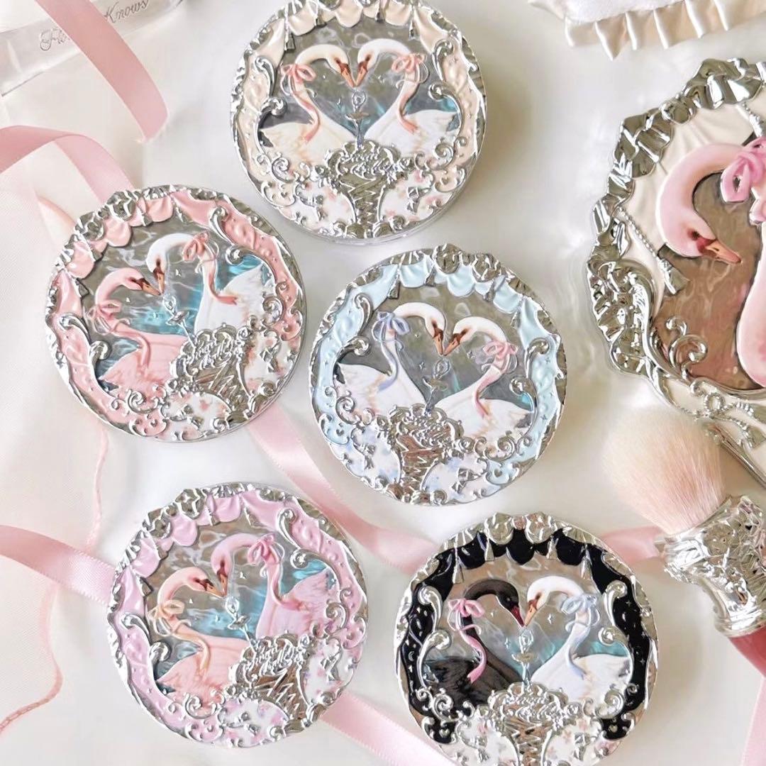 【新品7点セット】フラワーノーズ　スワンバレエ　手鏡＆チーク＆メイクブラシ＆口紅