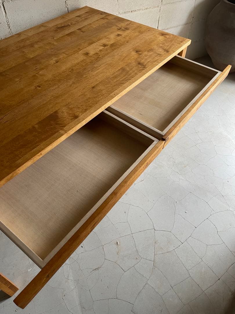 美品　MUJI 無印良品　オーク無垢材　ダイニングテーブル　引出し付