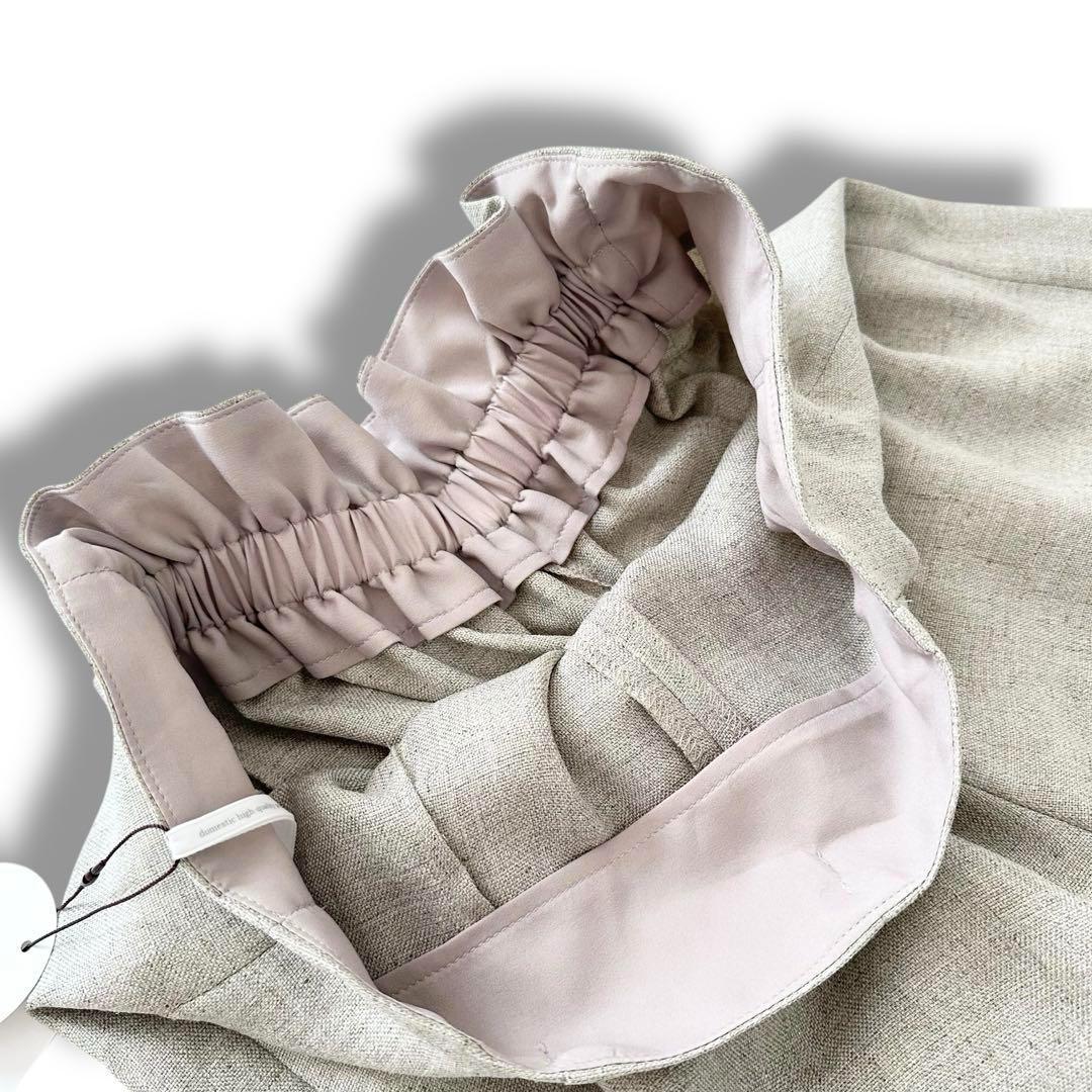 新品 ビアズリー 麻調合繊 前後パンツ 2way ガウチョ ベージュ F