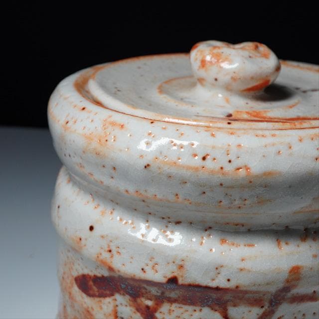 加藤光右衛門　志野水指　共箱　茶道具　美濃　陶器　山十窯　十右衛門