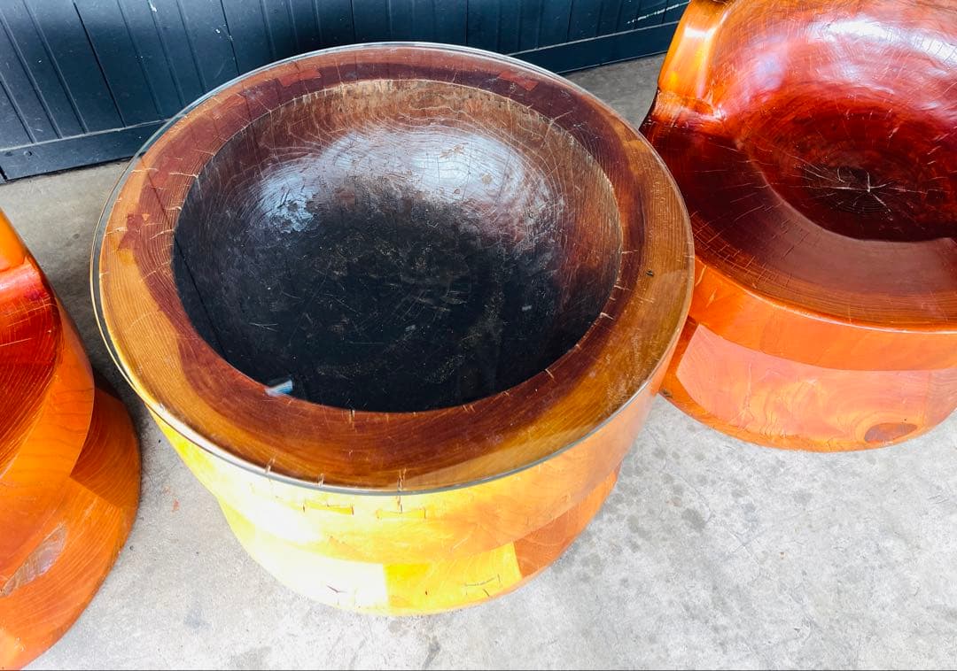 臼　ケヤキ　テーブル　イス　3点セット　古民家