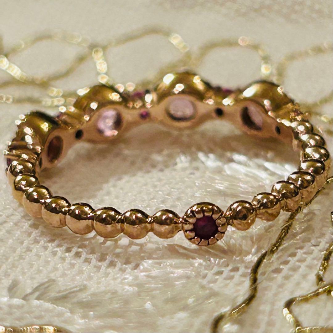 ピンクサファイア　リング　指輪　ローズカット　K10