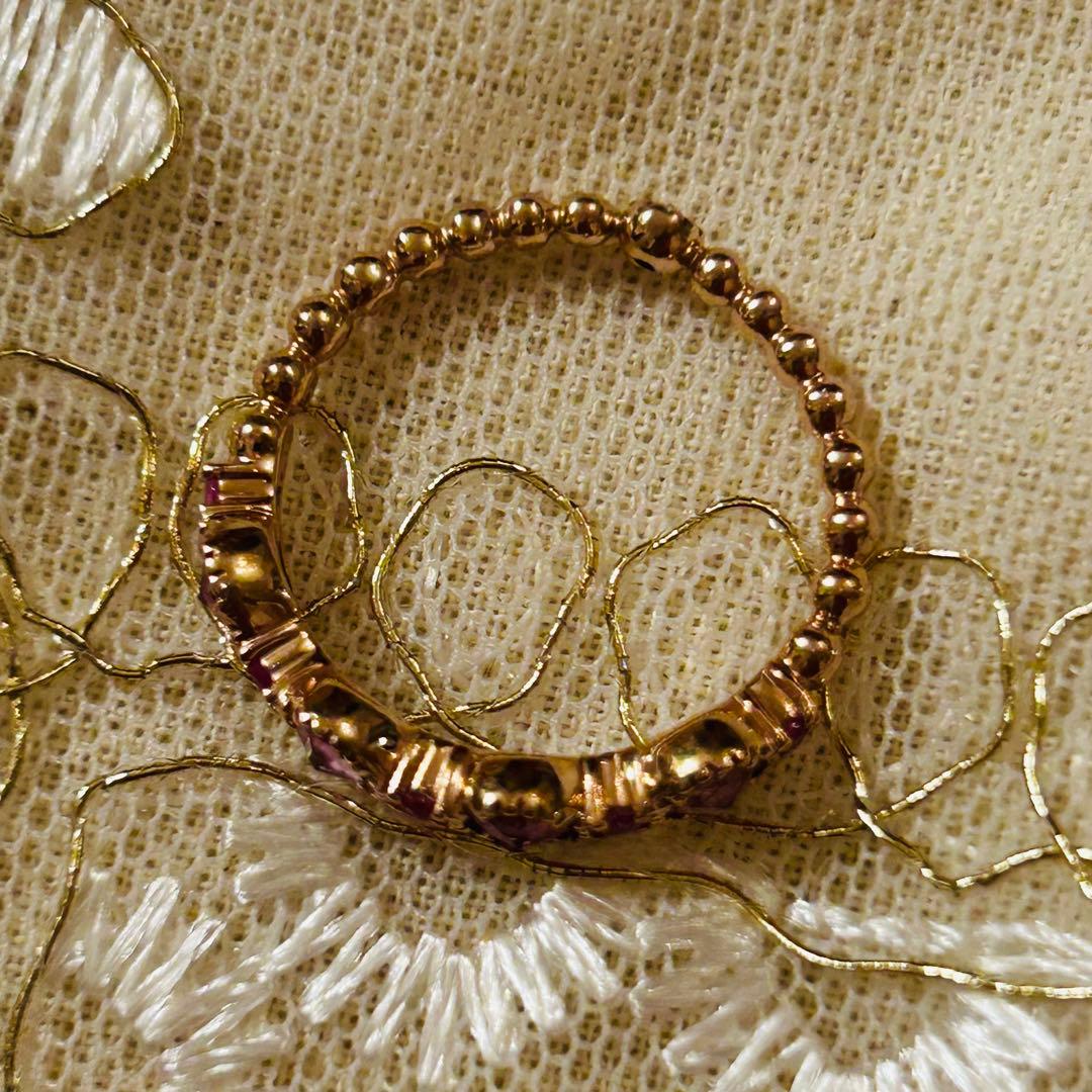 ピンクサファイア　リング　指輪　ローズカット　K10