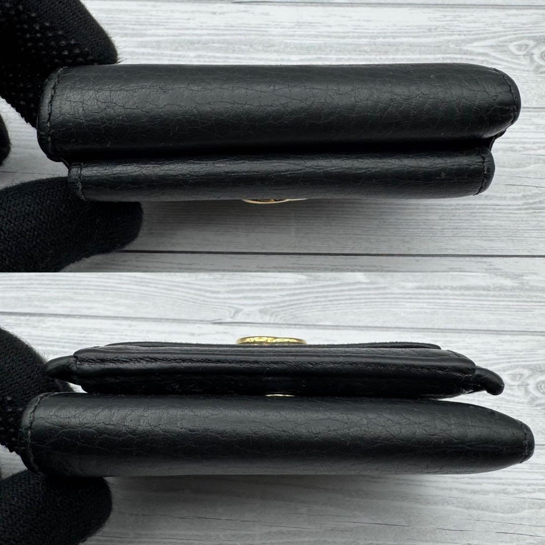 【美品】GUCCI　三つ折り財布　マーモント　GG　レザー　ブラック