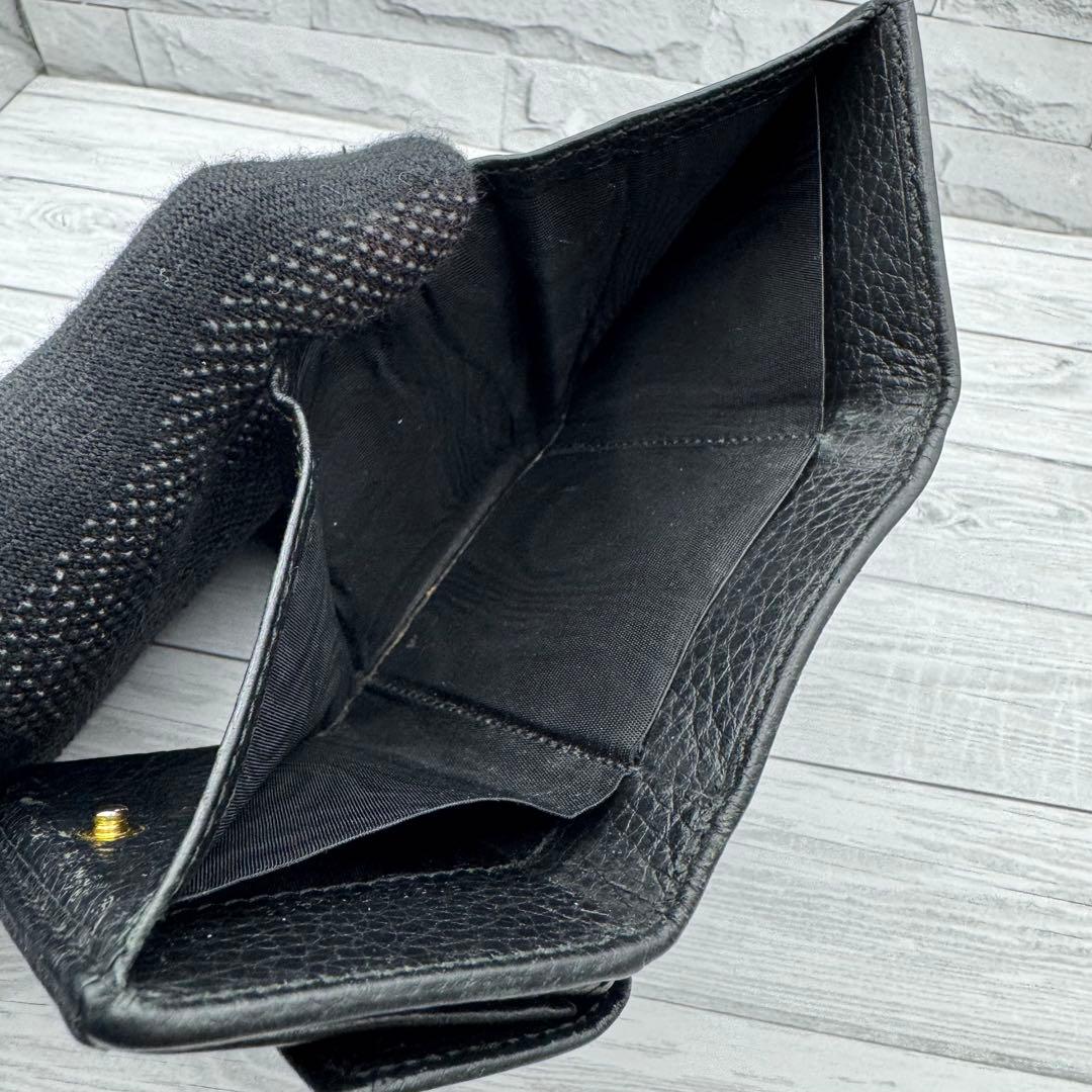 【美品】GUCCI　三つ折り財布　マーモント　GG　レザー　ブラック