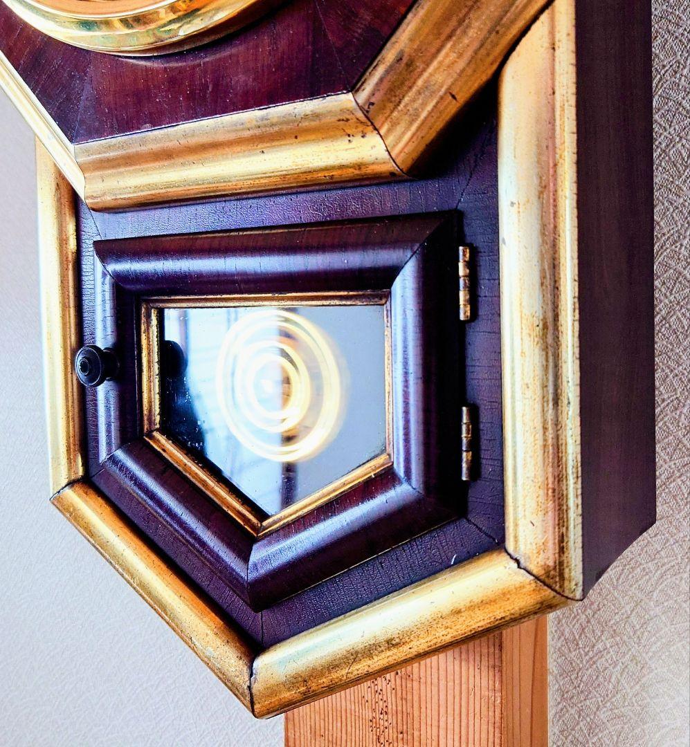 〈OH済完動・極上品〉米国Ｅ．N.WELCH　 金縁八角合長ゼンマイ振り子時計