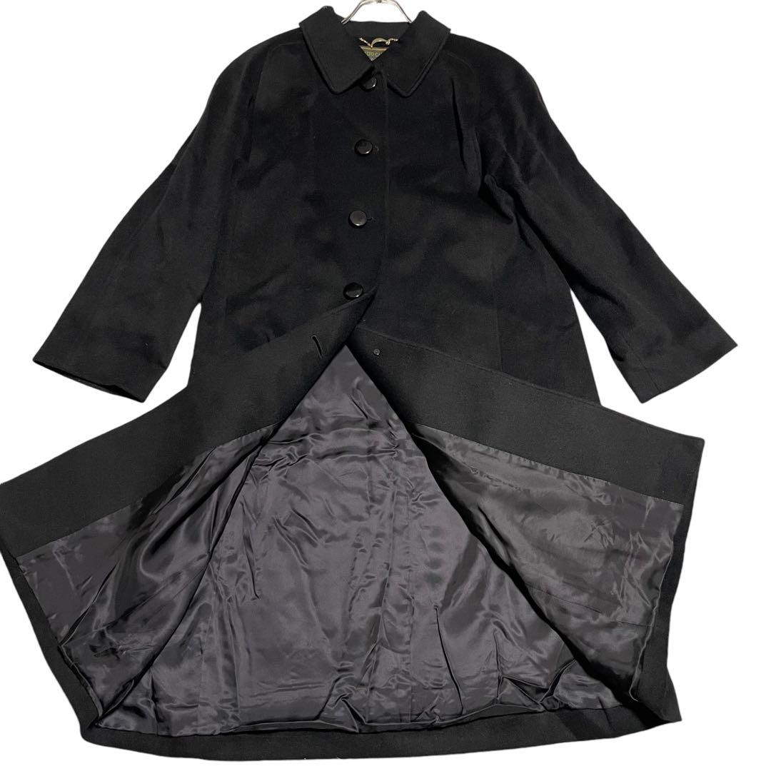 カシミヤ100%×美品【vintage】マキシ丈ロングチェスターコート 黒 XL