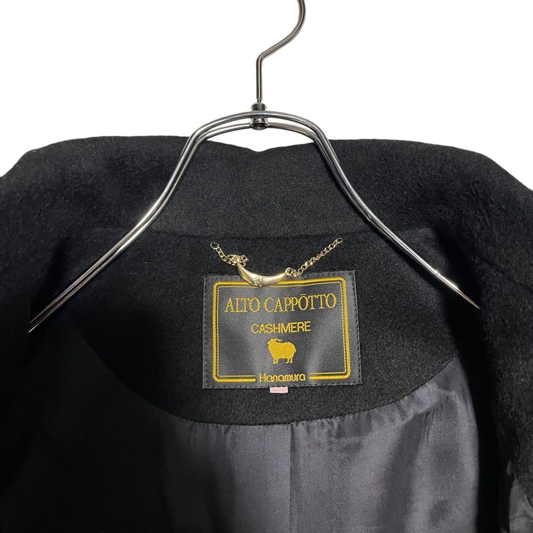 カシミヤ100%×美品【vintage】マキシ丈ロングチェスターコート 黒 XL