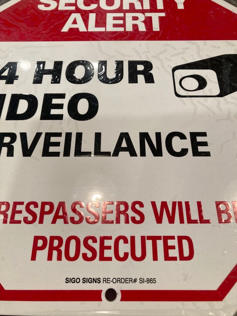 【新品未使用】SIGO SIGNS セキュリティアラート看板