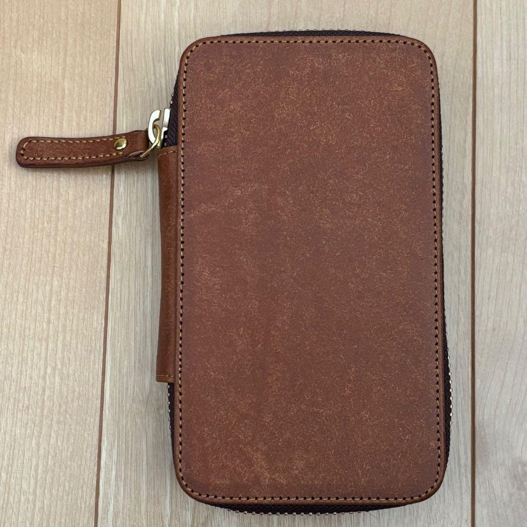 バハギア ペンケース ラウンドジップ型 10本挿 プエブロ コニャック