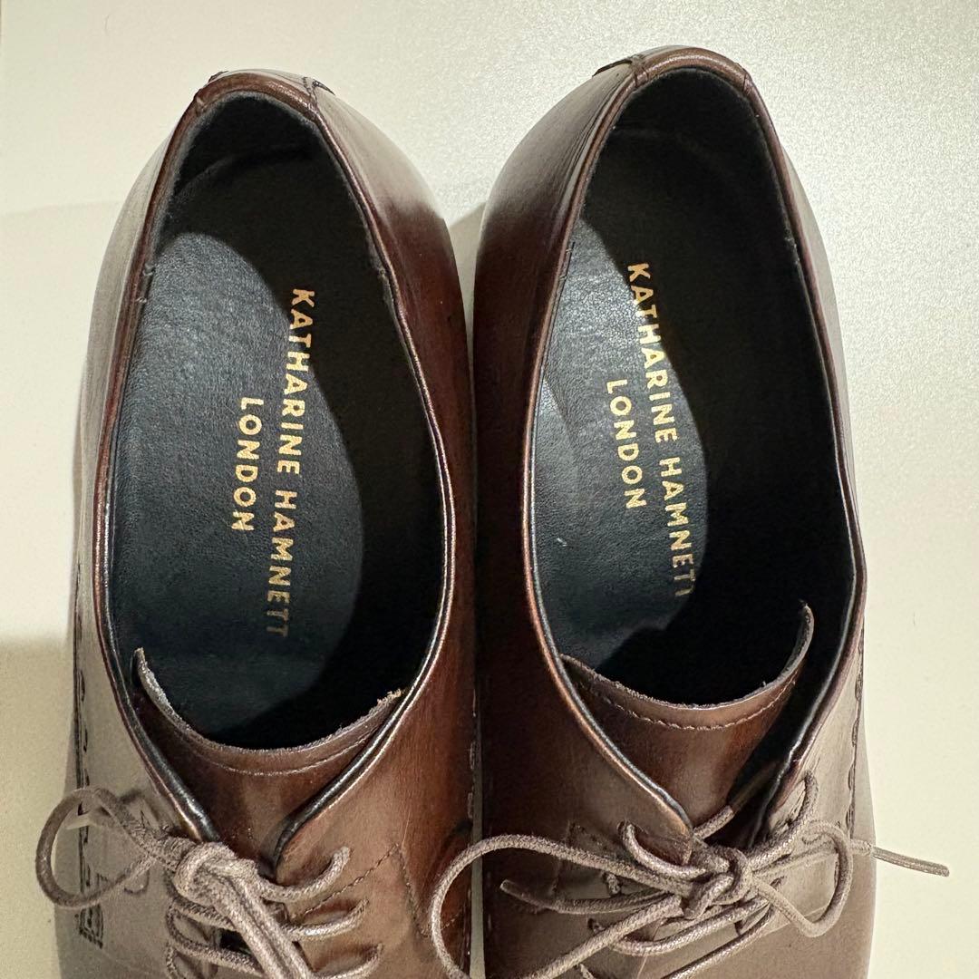 極美品　キャサリンハムネット 本革 レザー ビジネスシューズ 26cm ブラウン