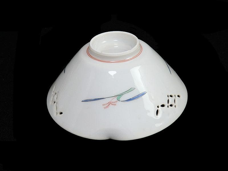 大聖寺伊万里　白磁　透かし　稲束に花の図　向付　２客　E161AS-BZu