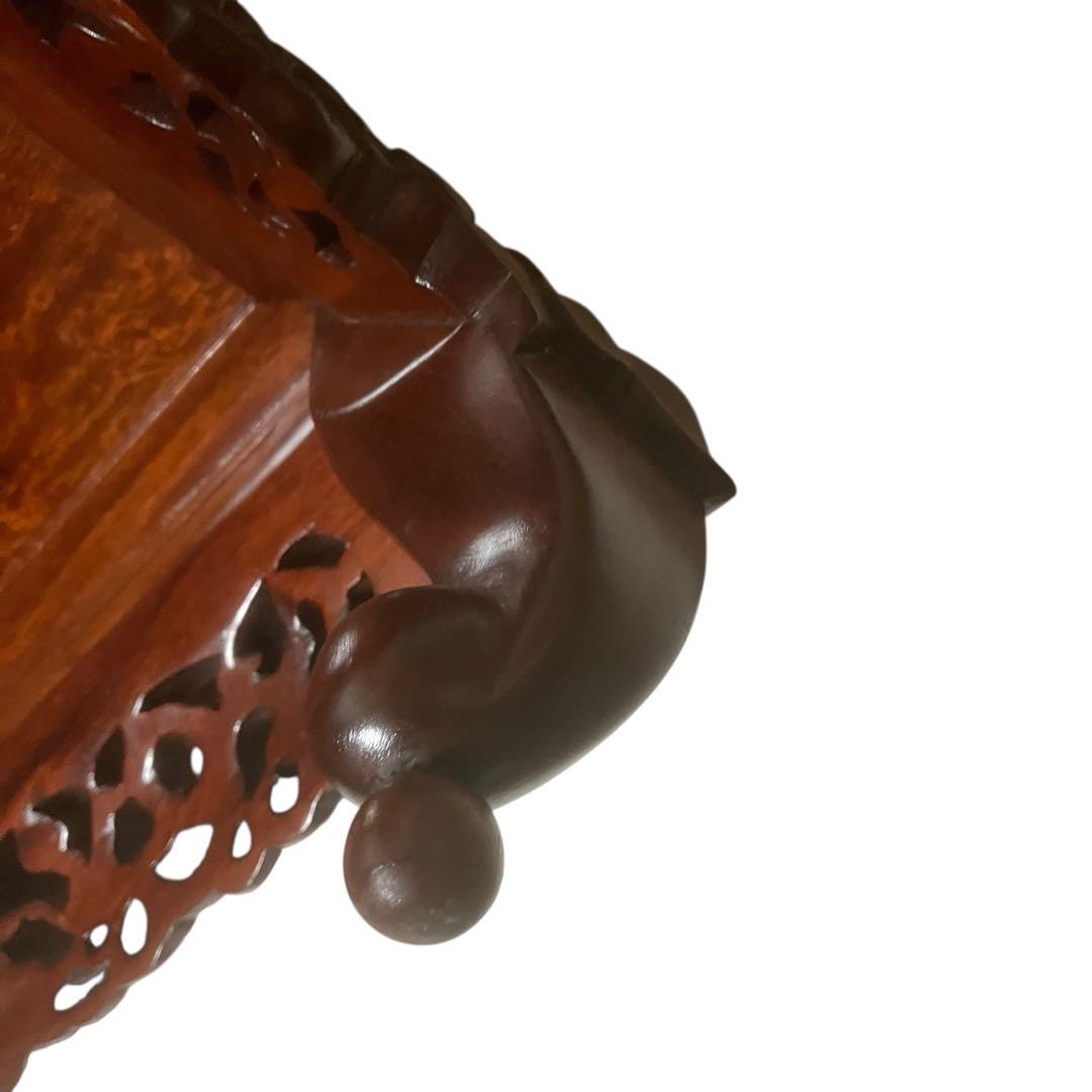 中国美術 透龍霊芝彫長方花台 唐木台 香炉台 盆栽台 飾台 紫檀花梨 古美術品