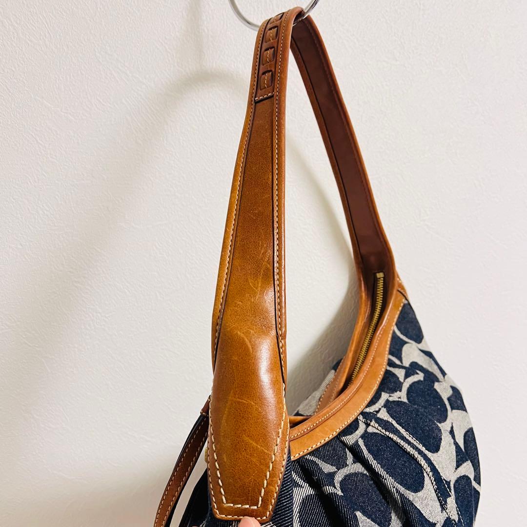 ✨美品 ✨COACH コーチ シグネチャー デニム レザー ワンショルダーバッグ
