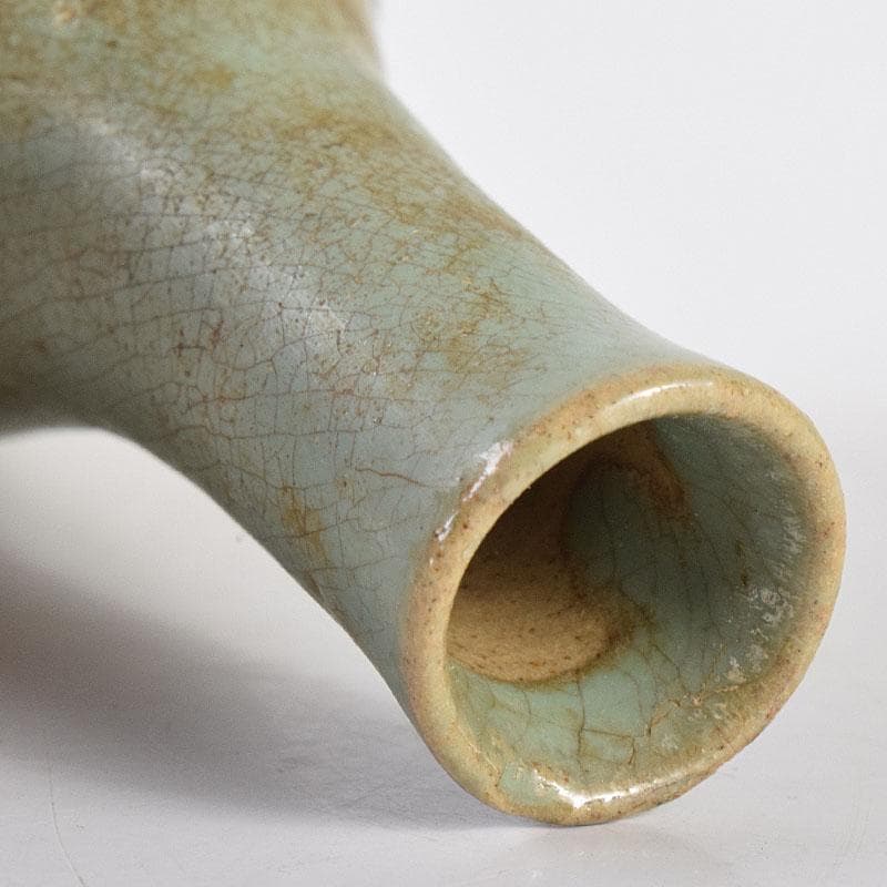 中国　龍泉窯　青磁　一輪挿し　時代箱付　M　R8638