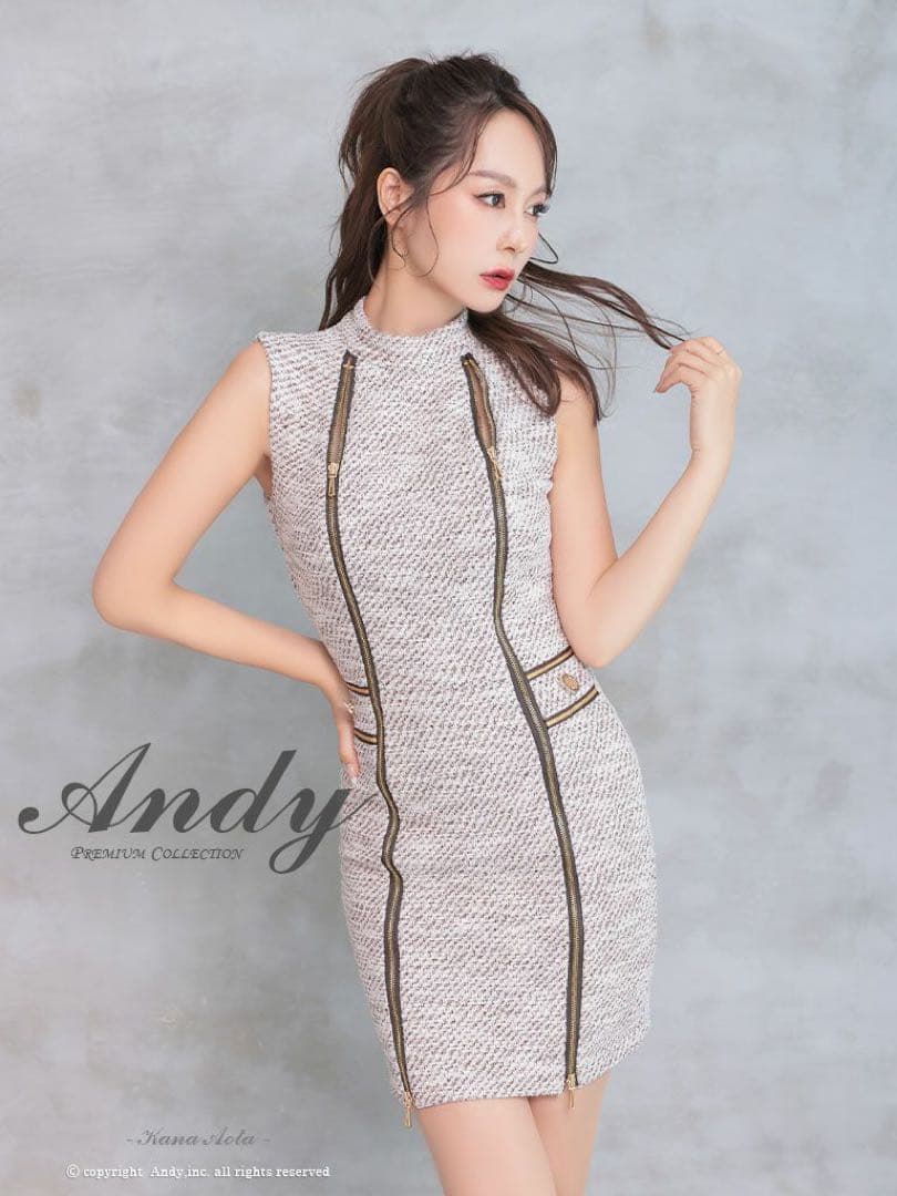 andy M ドレス　ツイード　ブラウン　ローブドフルール