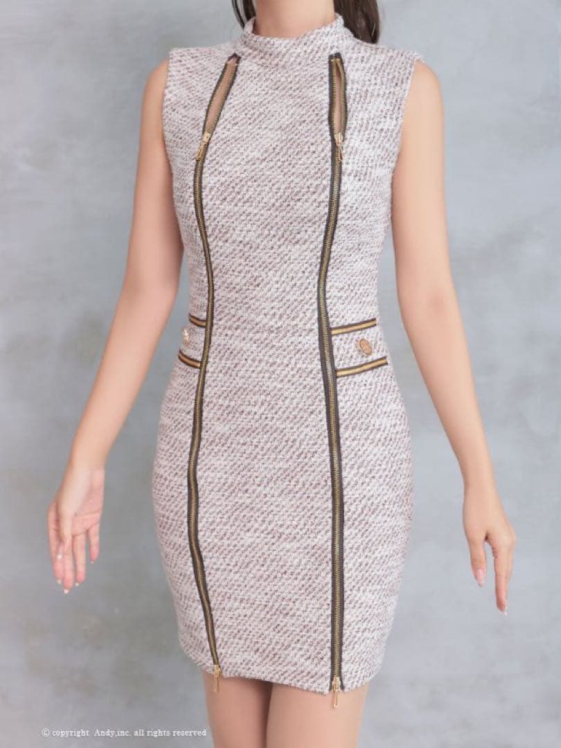 andy M ドレス　ツイード　ブラウン　ローブドフルール