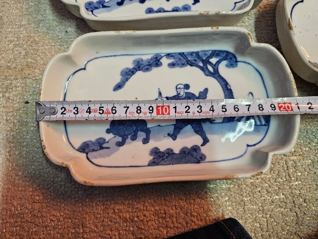 江戸後期 古伊万里 古染付け写し 懐石用 虎に人 5客セット