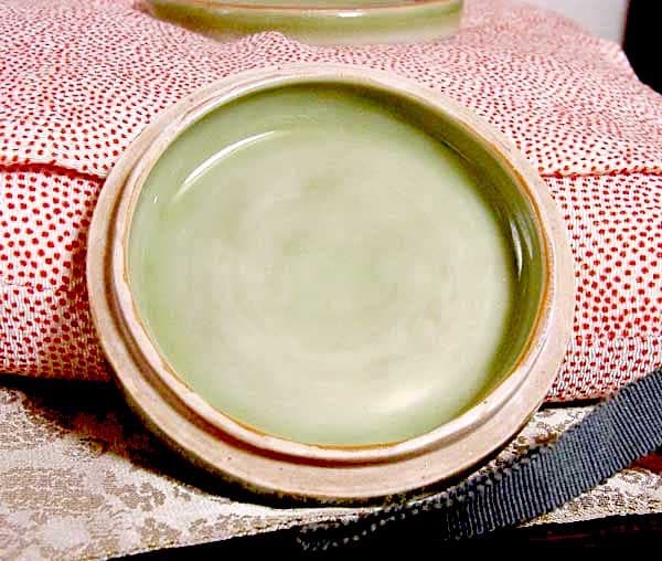 粟田焼　錦光山 宗兵衛 作　青瓷　香合　共箱　無傷　保証。