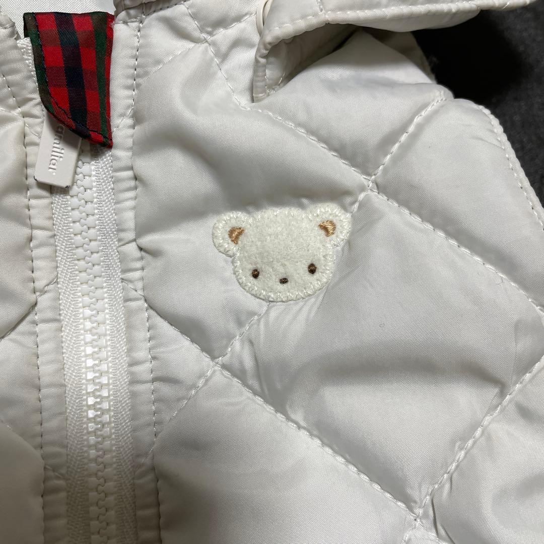 極美品familiarファミリア❤️ 素敵なフード付き中綿ベスト 80cm