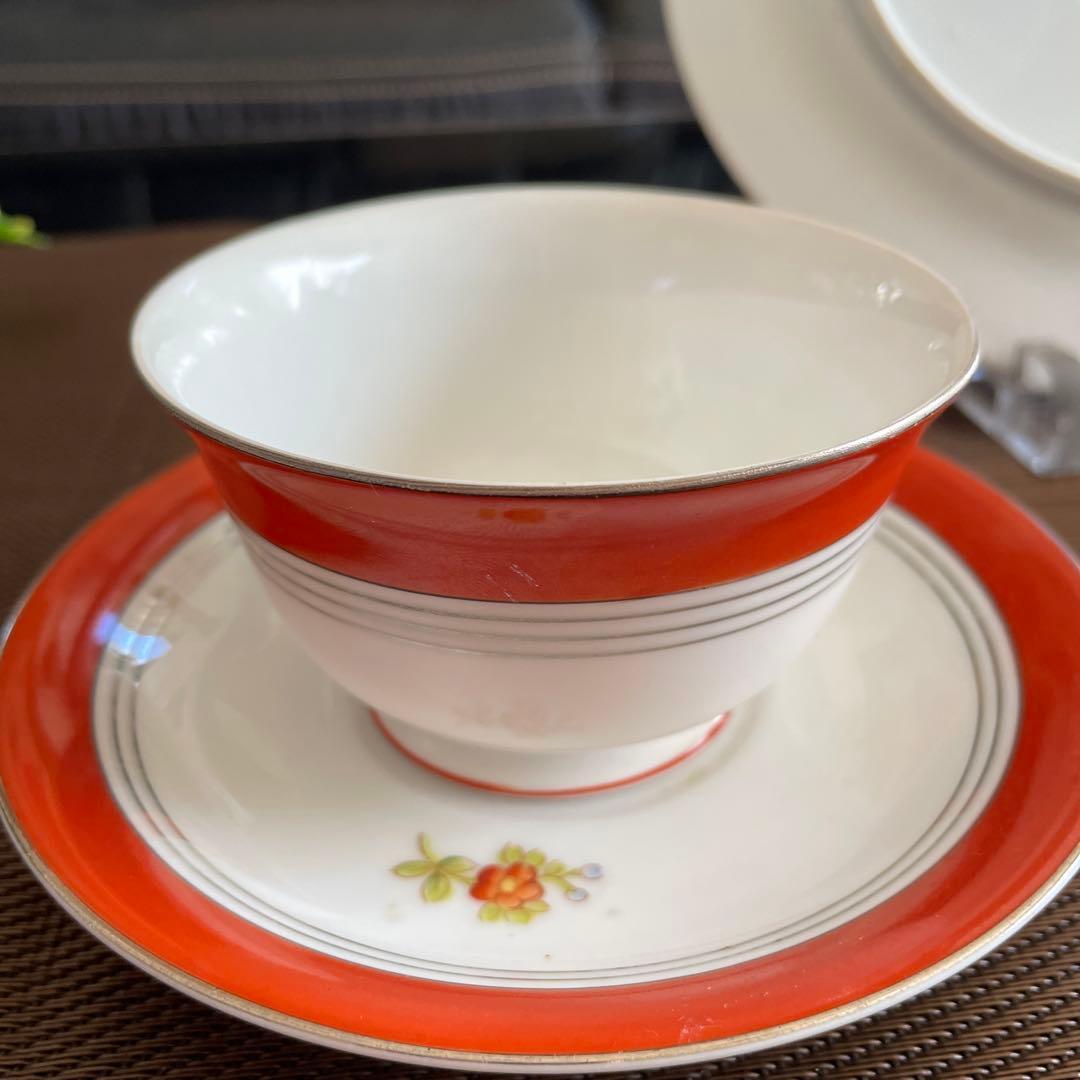 オールドノリタケ　ケーキ皿　カップ　クリーマー　シュガー4点セット