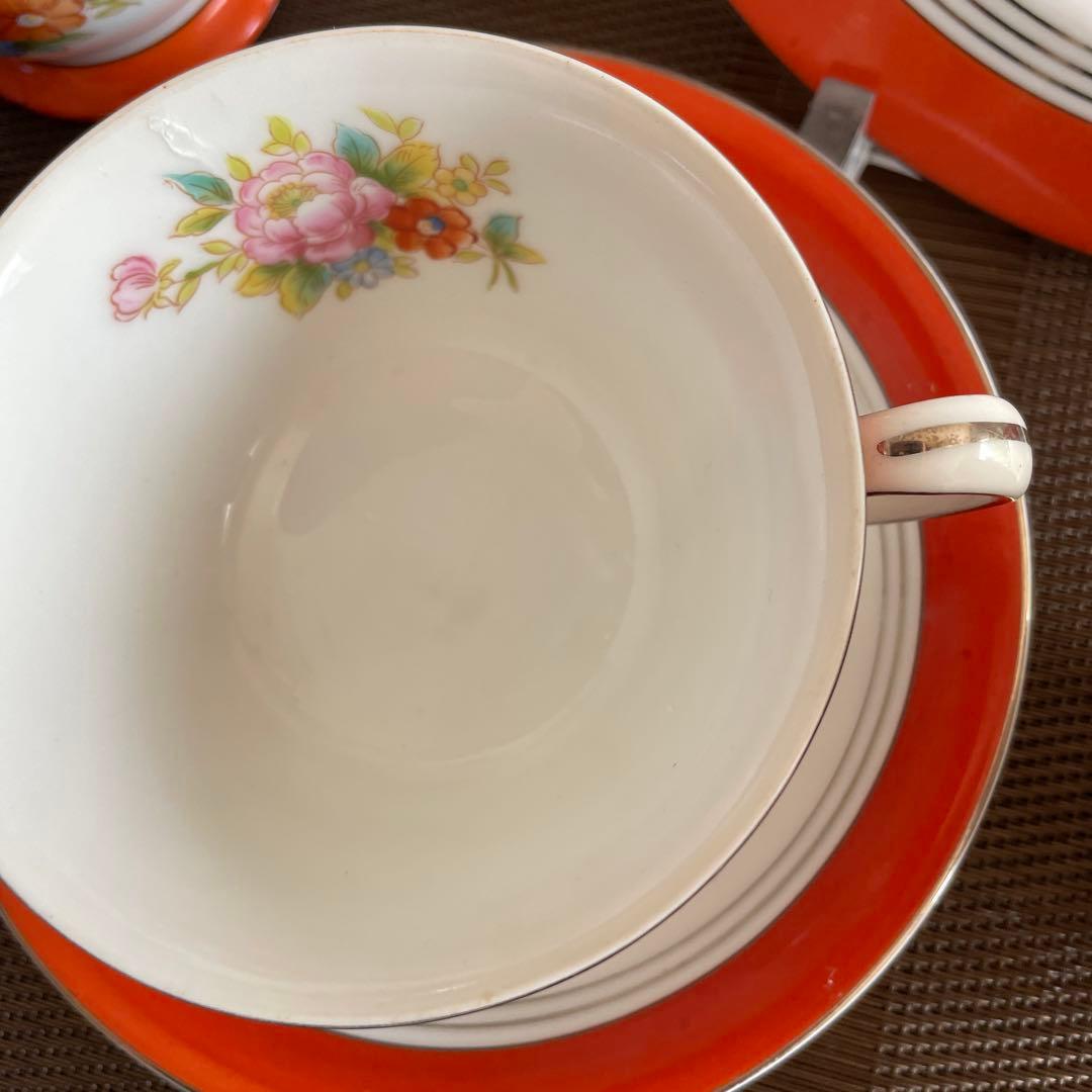 オールドノリタケ　ケーキ皿　カップ　クリーマー　シュガー4点セット