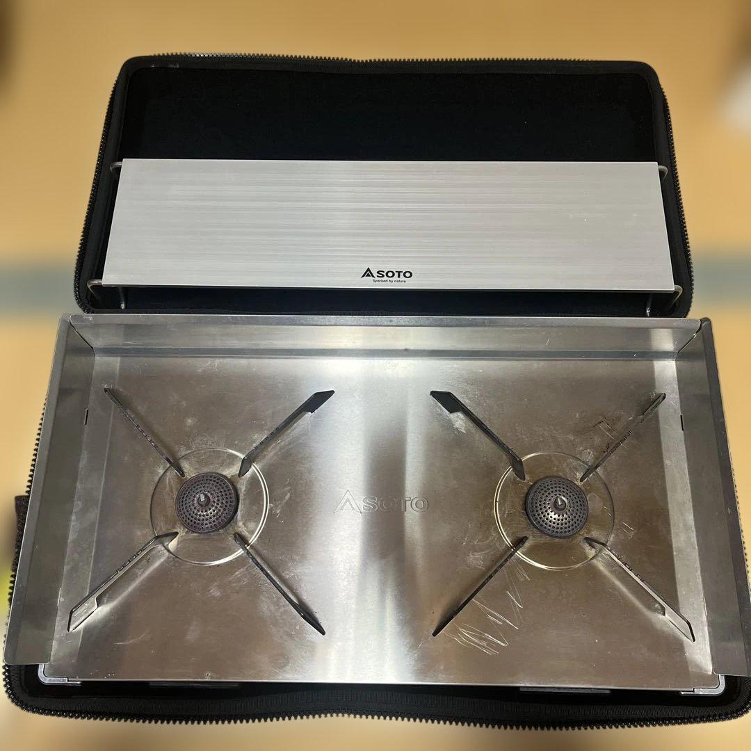 Asoto ツーバーナーコンロ ステンレス製 収納ケース　ミニテーブル付き