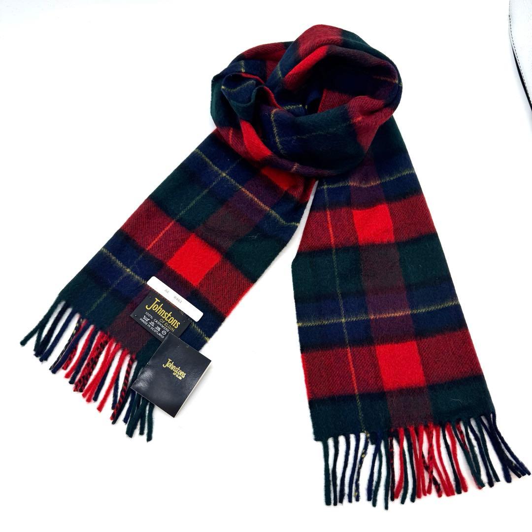 新品未使用 Johnstonsジョンストンズ カシミア100％ チェックマフラー