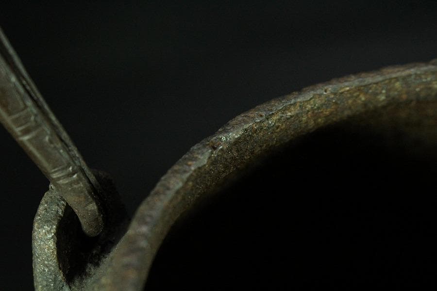 斑紫銅蓋 秋草地紋 鉄瓶(K-LC473)