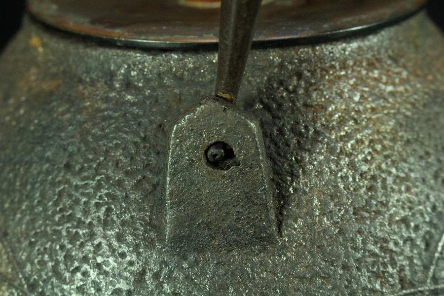 斑紫銅蓋 秋草地紋 鉄瓶(K-LC473)