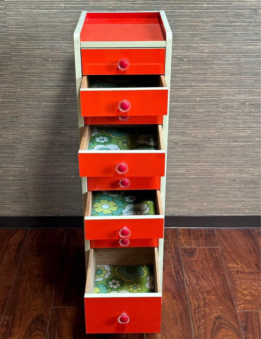 レトロポップ　カラーチェスト　シェルフ　たんす　10段　飾り棚　スペースエイジ