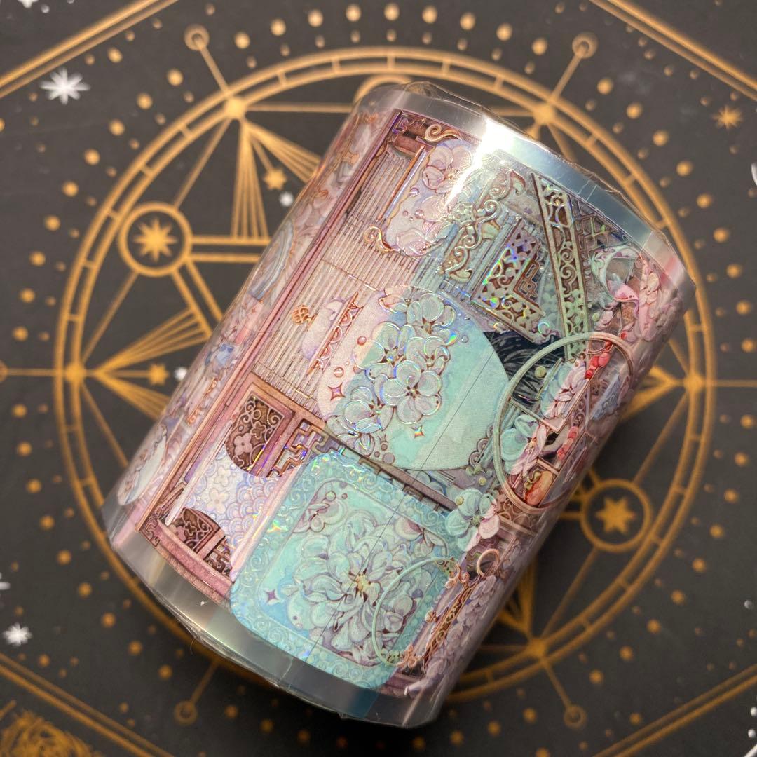 【9400】海外　3/5/巻　貝殻光マスキングテープ　獅子先生新作　ピンク古風系