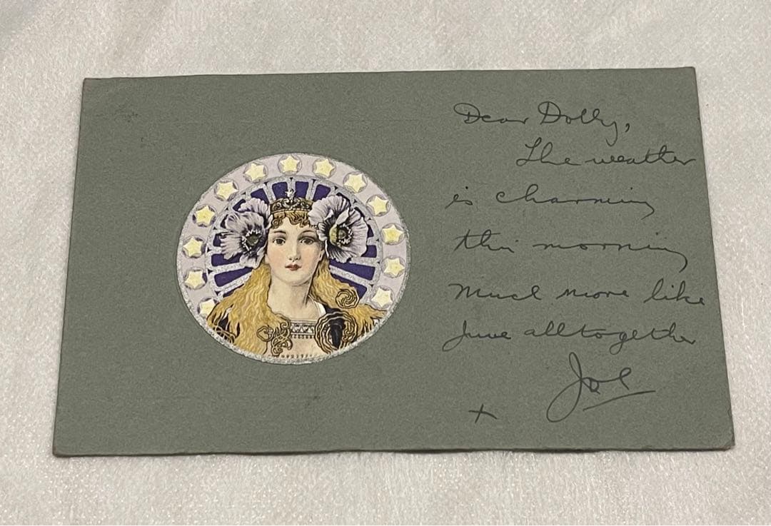 アンティーク ポストカード アール・ヌーボー アルフォンス・ミュシャ スタイル