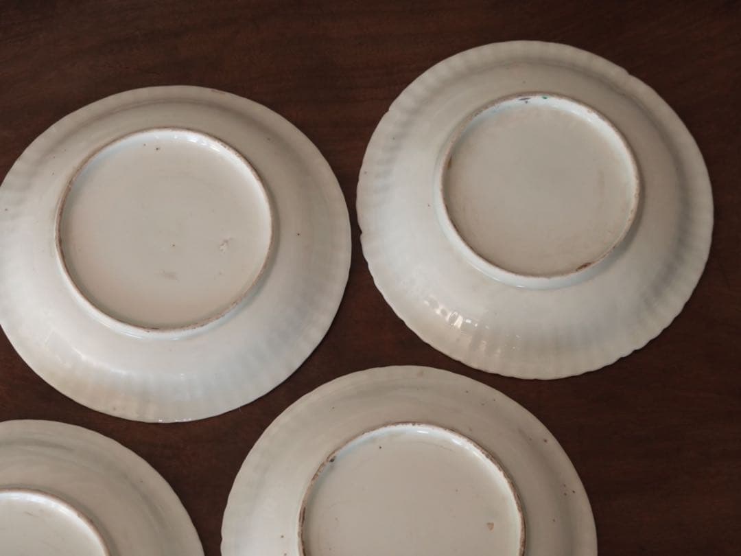 江戸中期〜後期　古伊万里　色絵　金彩　栗文　鎬　皿　5客　銘々皿　バラ売り可能