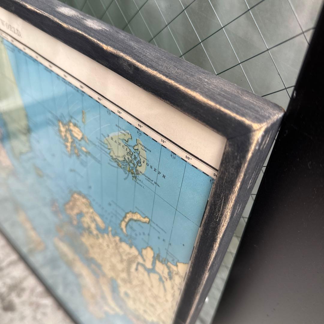 複数購入割引⭕️ アンティーク　地図　マップ　フレーム付き　ウォールアート　壁掛け