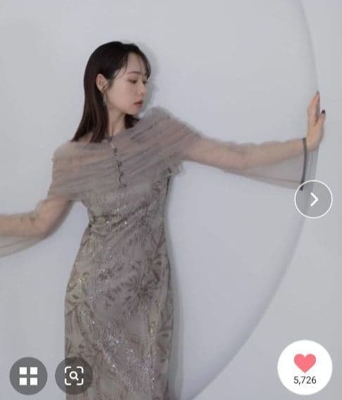 【LEJA】チュールオフショルダー花柄Iラインドレスワンピース