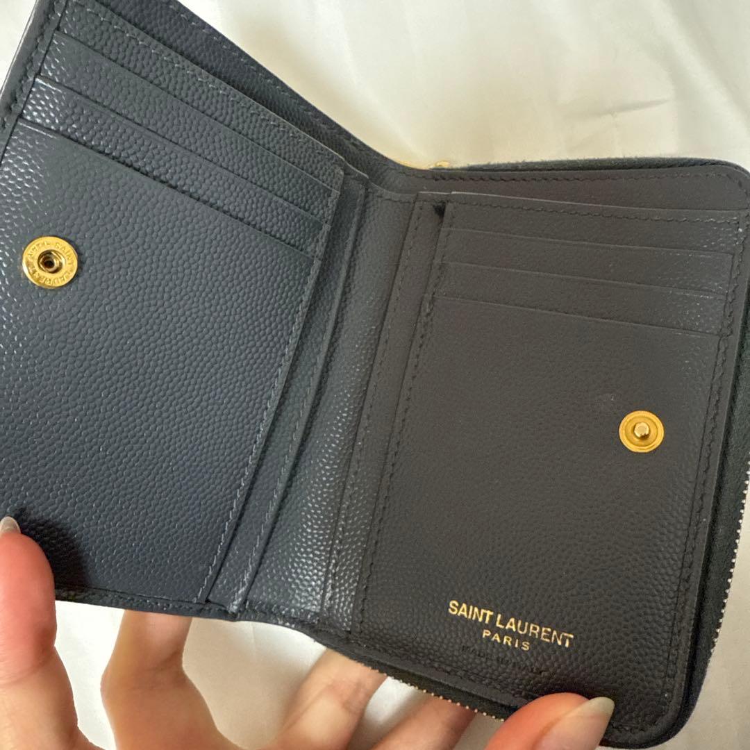 イブサンローラン サンローラン 二つ折り財布 キャビアスキン